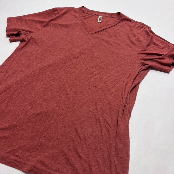 Bella Canvas V Neck Short Sleeve T Shirt Red Heather Large - Picture 6 of 9